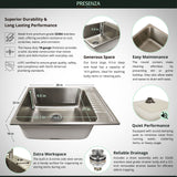 Presenza Brushed Steel Utility Tub with Faucet and Cabinet