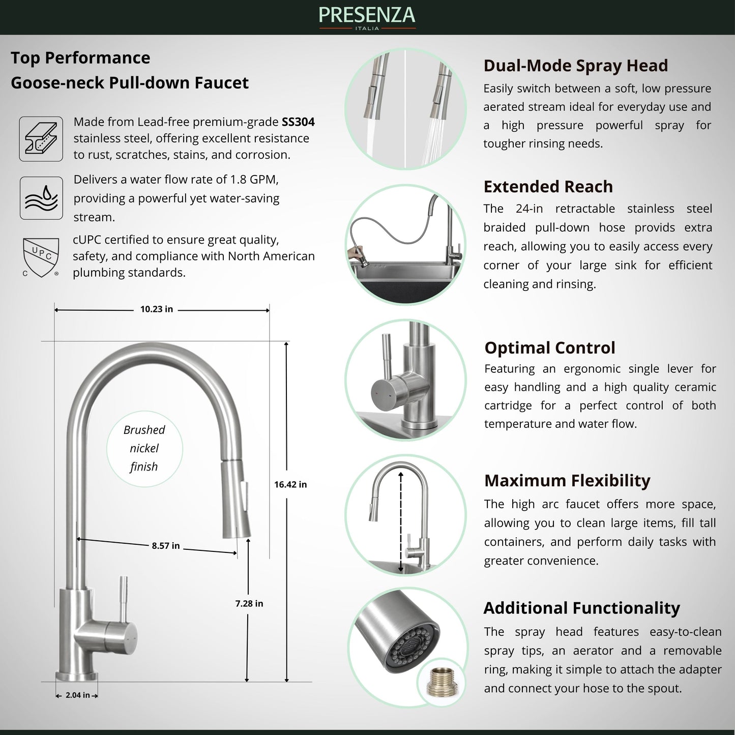 Presenza Brushed Steel Drop-In Utility Tub with Faucet