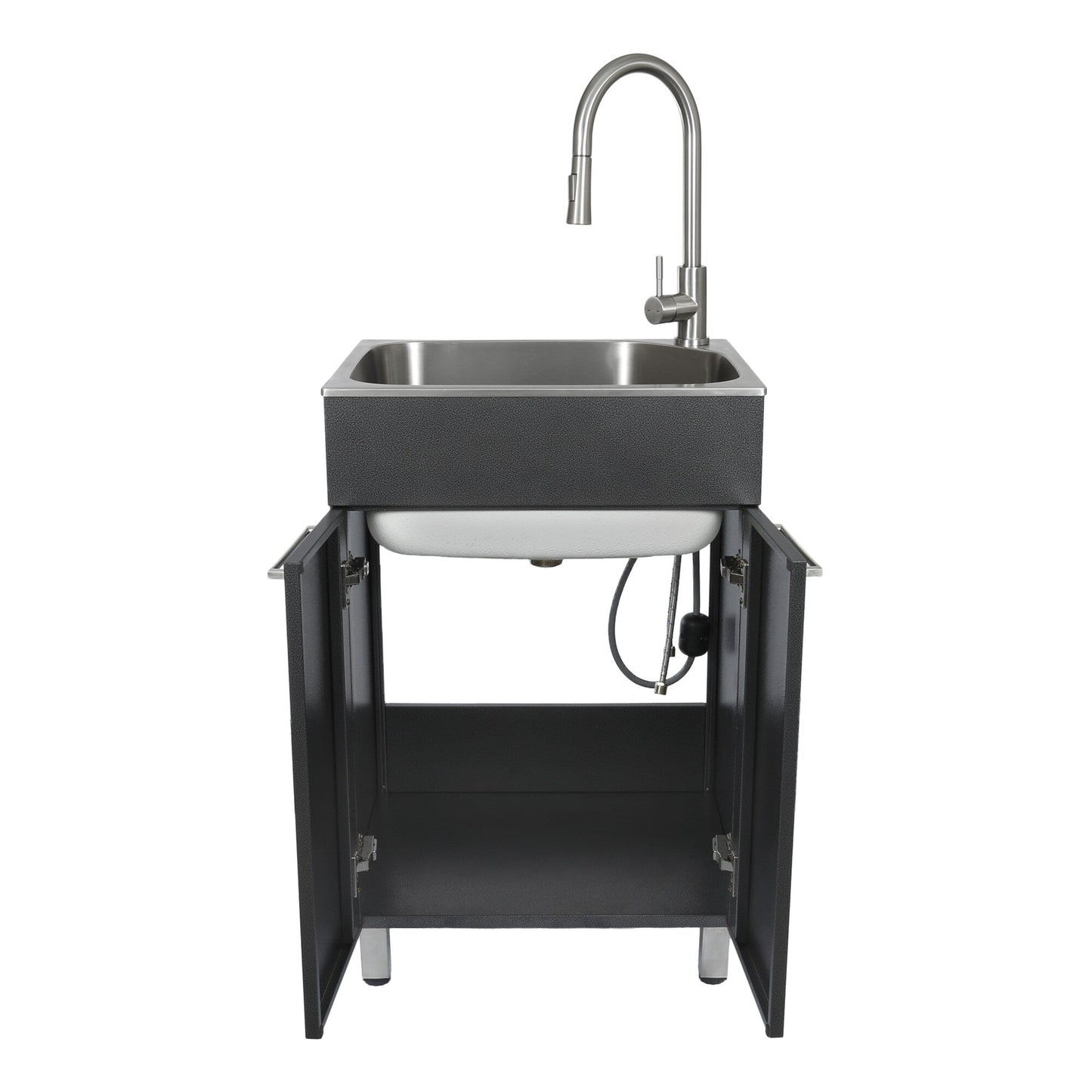 Presenza Brushed Steel Drop-In Utility Tub with Faucet