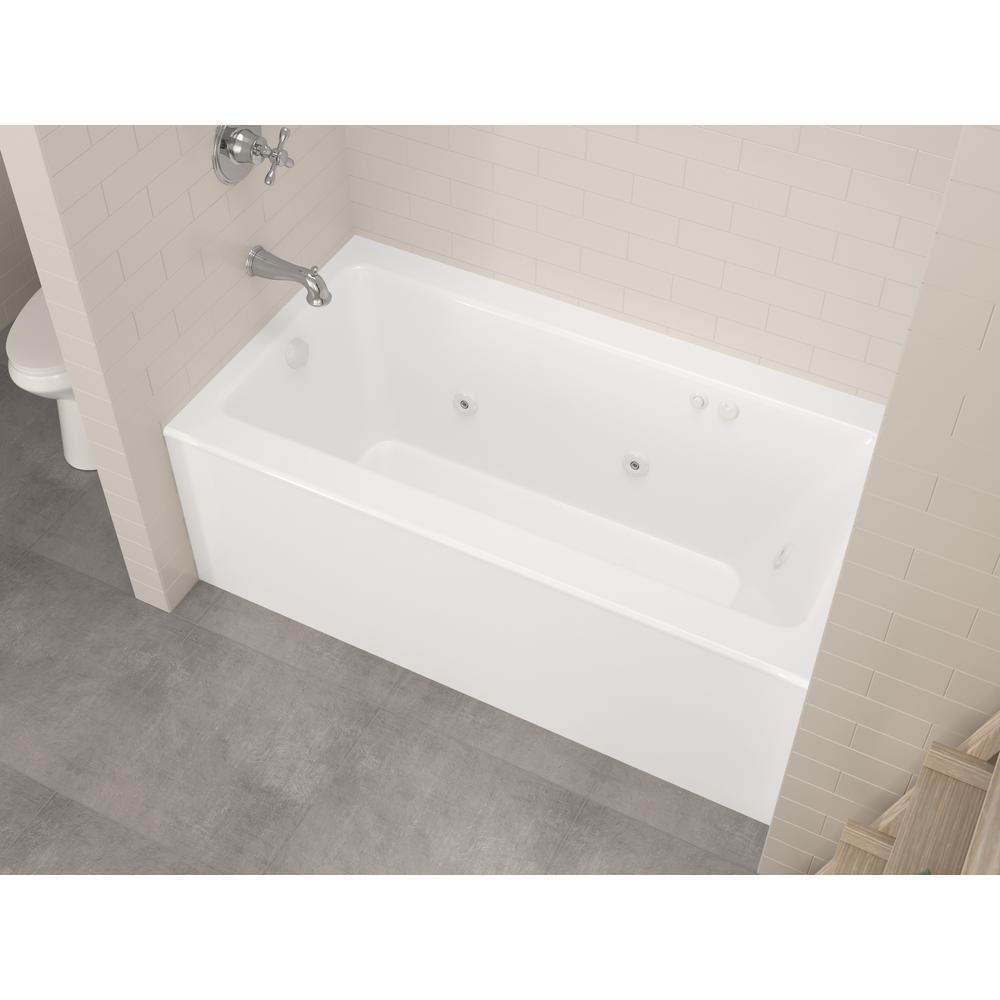Amber 5 ft. Acrylic Rectangular Drop-in Whirlpool Bathtub in White - Super Arbor
