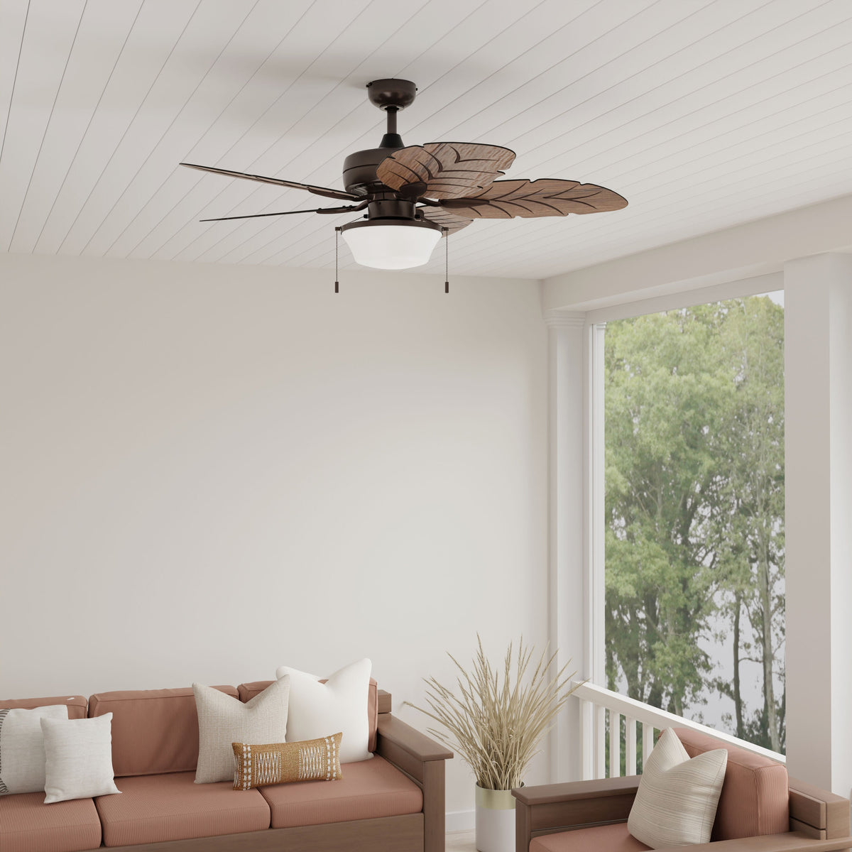 Harbor Breeze Waveport 52-in Weathered Bronze Indoor/Outdoor Ceiling Fan with Light Kit, 5 Blades