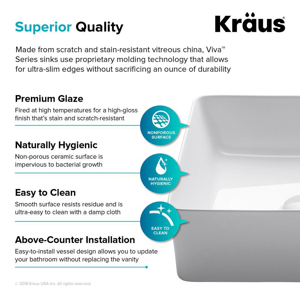 Viva 15-5/8 in. Square Porcelain Ceramic Vessel Sink in White - Super Arbor