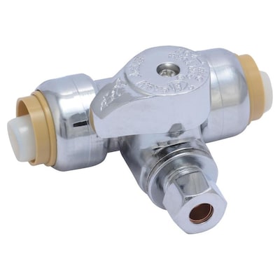 SharkBite 1/2-in Push-to-Connect x 1/2-in Push-to-Connect x 1/4-in dia Reducing Tee Push Fitting