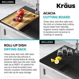 Kore Gunmetal 16-Gauge Stainless Steel PVD 33 in. Single Bowl Drop-In Workstation Kitchen Sink with Accessories