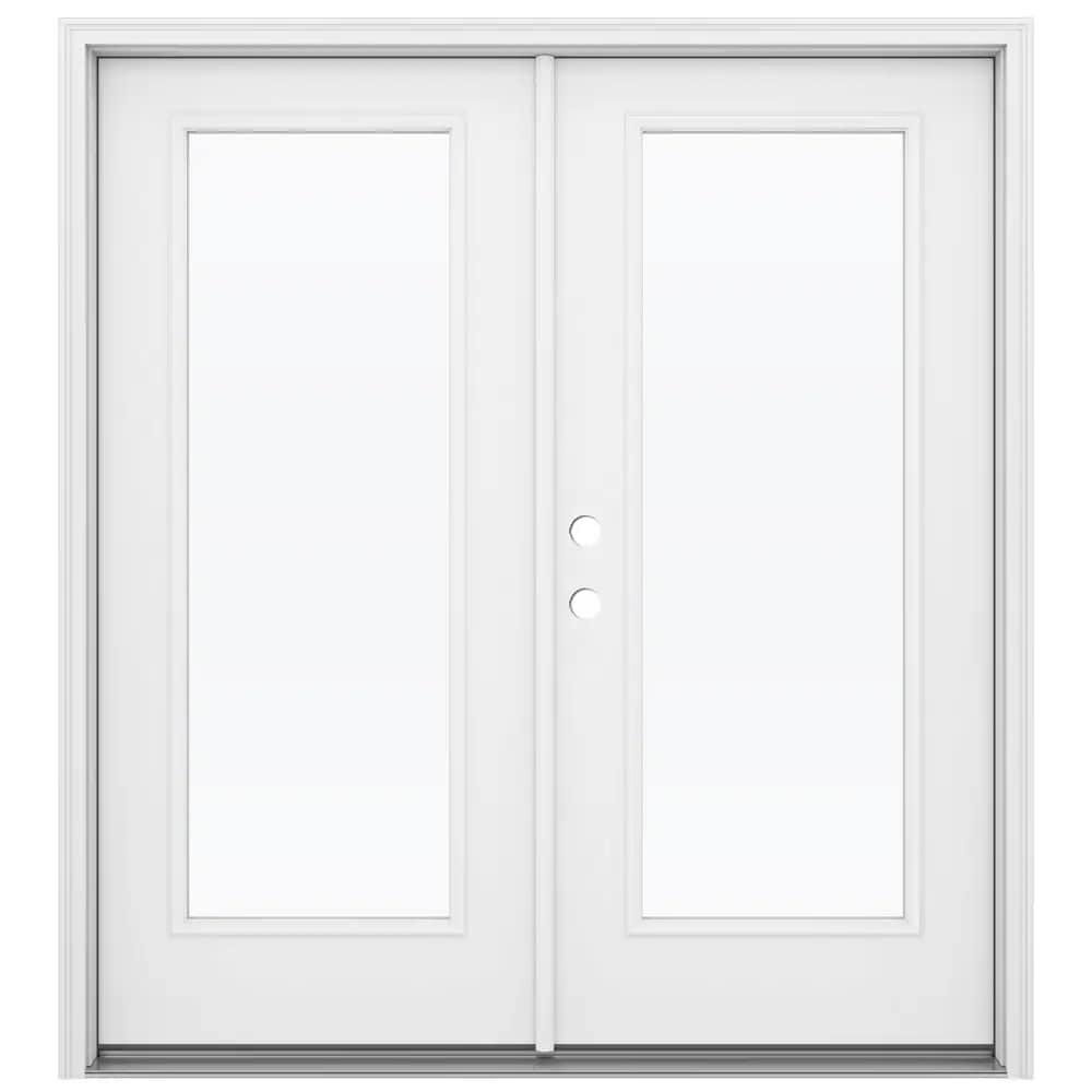 JELD-WEN 72-in x 80-in 4-9/16-in Low-E Primed Steel French Right-Hand Inswing Double Patio Door
