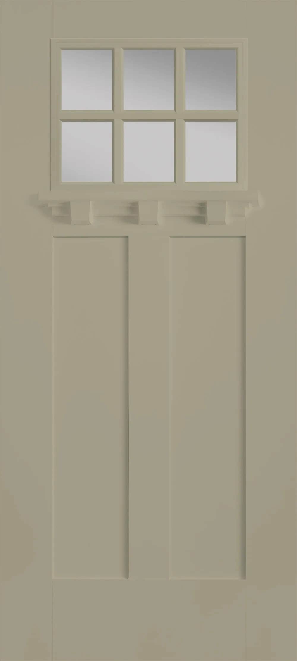 Pella 36-in x 80-in Fiberglass Craftsman Left-Hand Inswing Sage Painted Prehung Single Front Door with Brickmould, Insulating Core