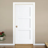 30 in. x 80 in. White 3-Panel Shaker Solid Core Pine Interior Door Slab - Super Arbor