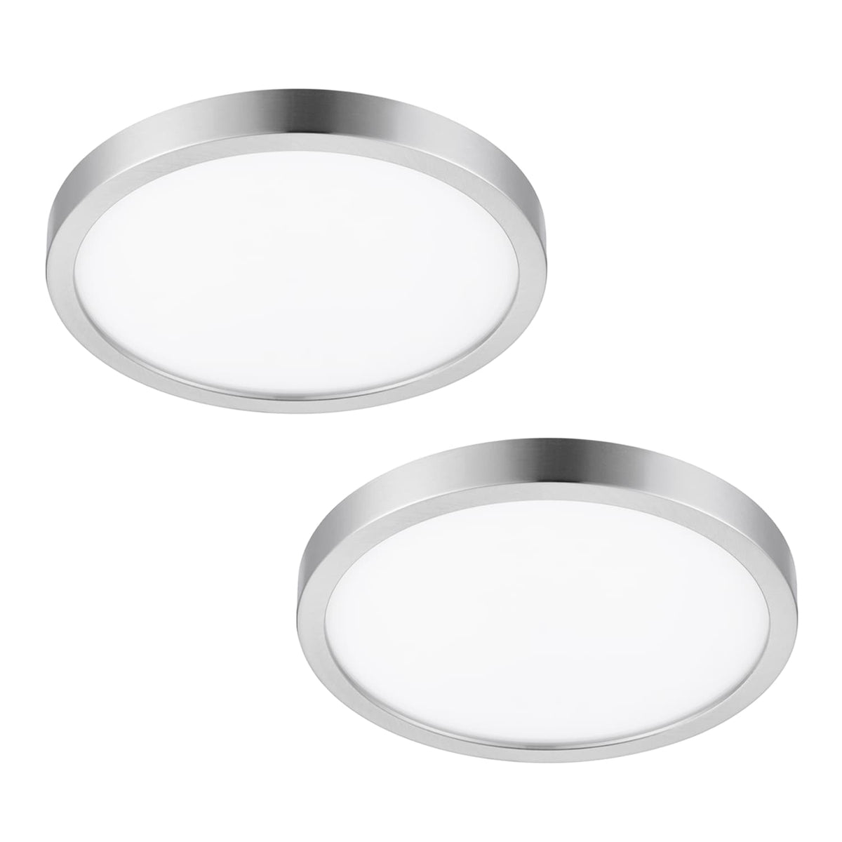 Project Source 2-Pack 12-in Brushed Nickel Transitional Integrated LED Flush Mount Light, 3000K, Dimmable