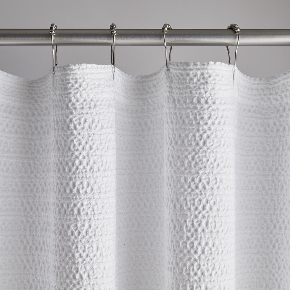 Lattice Matelasse 72 in. White Cotton Shower Curtain - Super Arbor