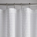 Lattice Matelasse 72 in. White Cotton Shower Curtain - Super Arbor