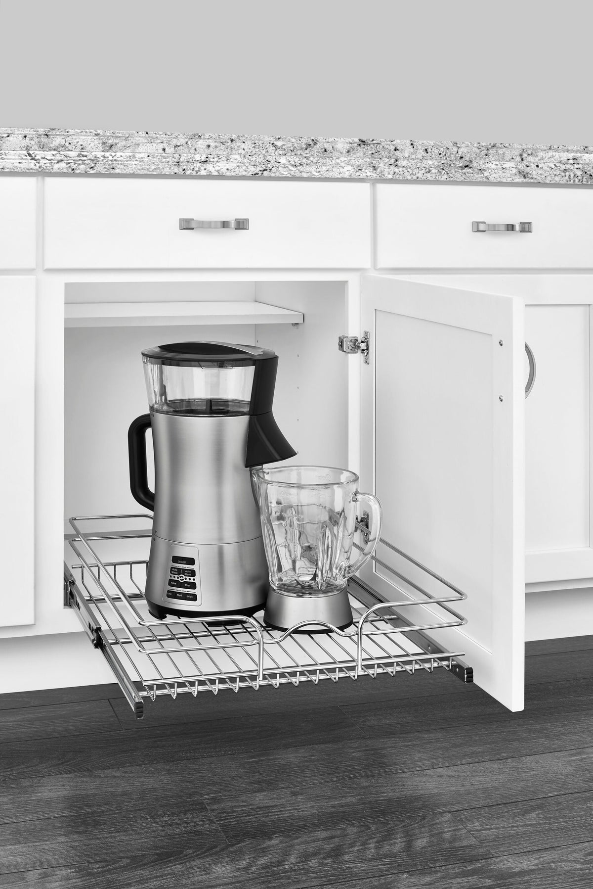 Rev-A-Shelf 14.5-in W x 6-in H Single-Tier Soft-Close Pull-Out Chrome Metal Basket Organizer, 22-in D