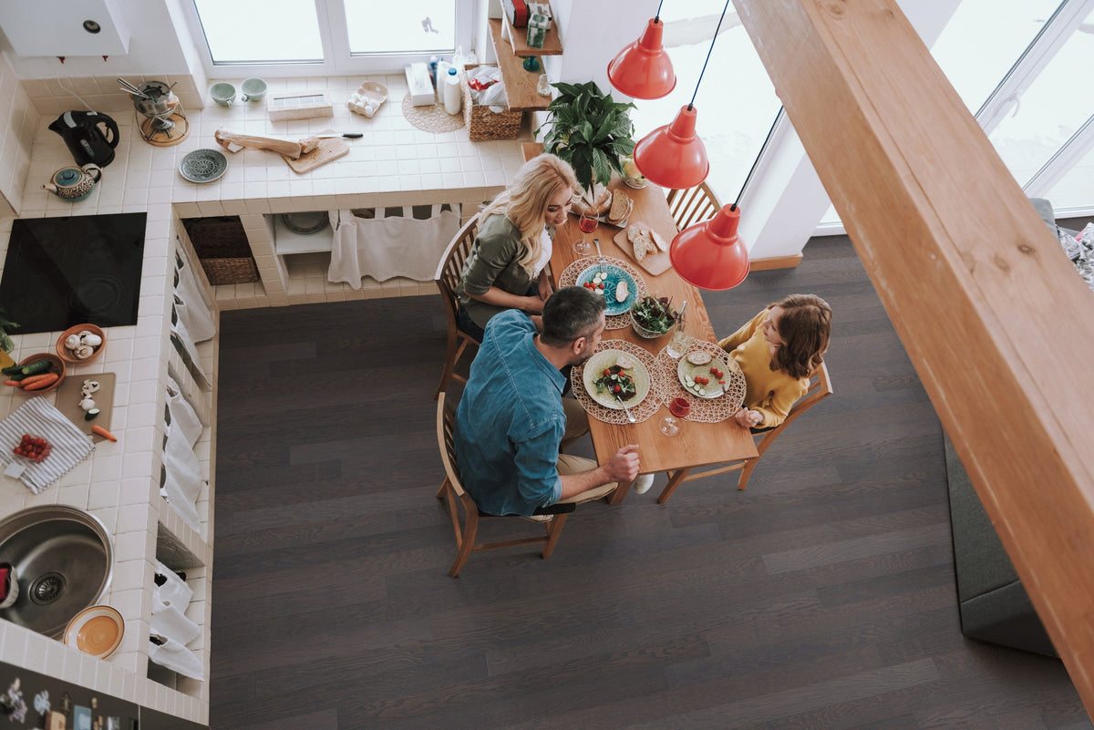 Shaw Red oak Latte hardwood flooring — installed room view