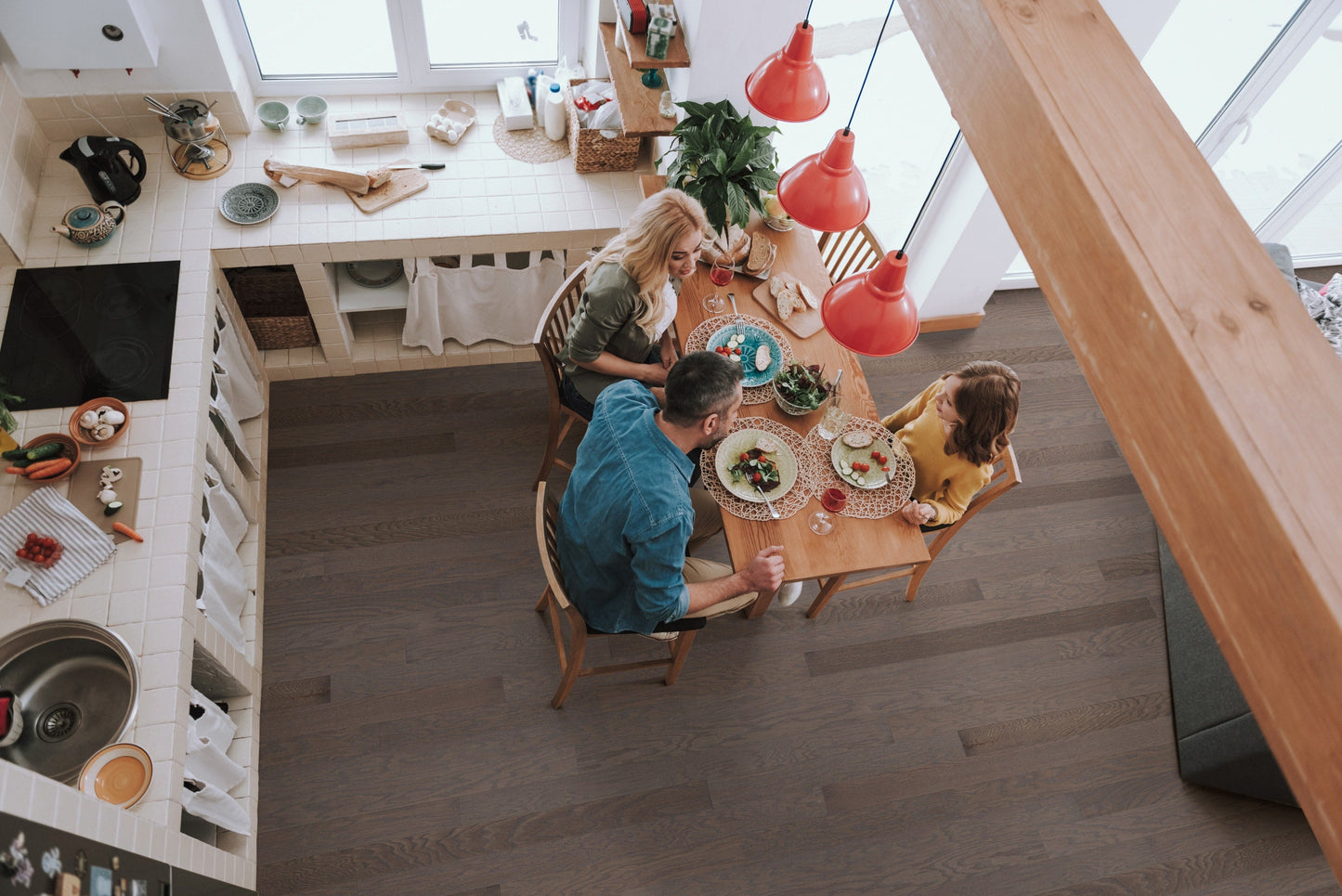 Shaw Red oak Borgia hardwood flooring — installed room view
