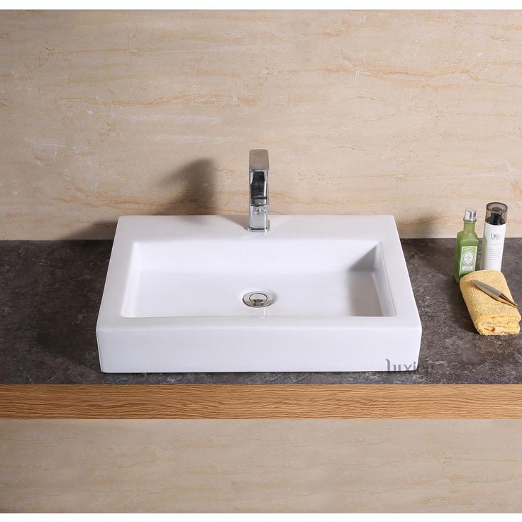 LUXIER Rectangular Bathroom Ceramic Vessel Sink Art Basin in White