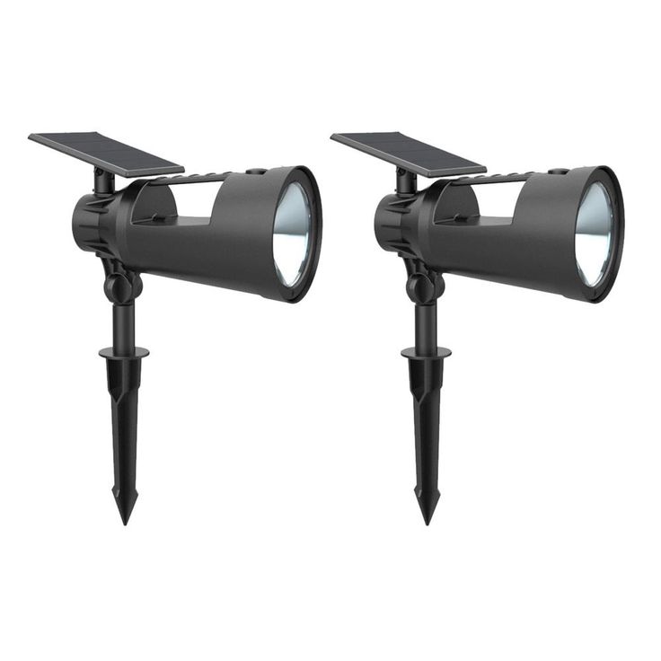 Solar 3.7-Volt Black LED Spotlight with Multi-Function Flashlight (4-Pack)
