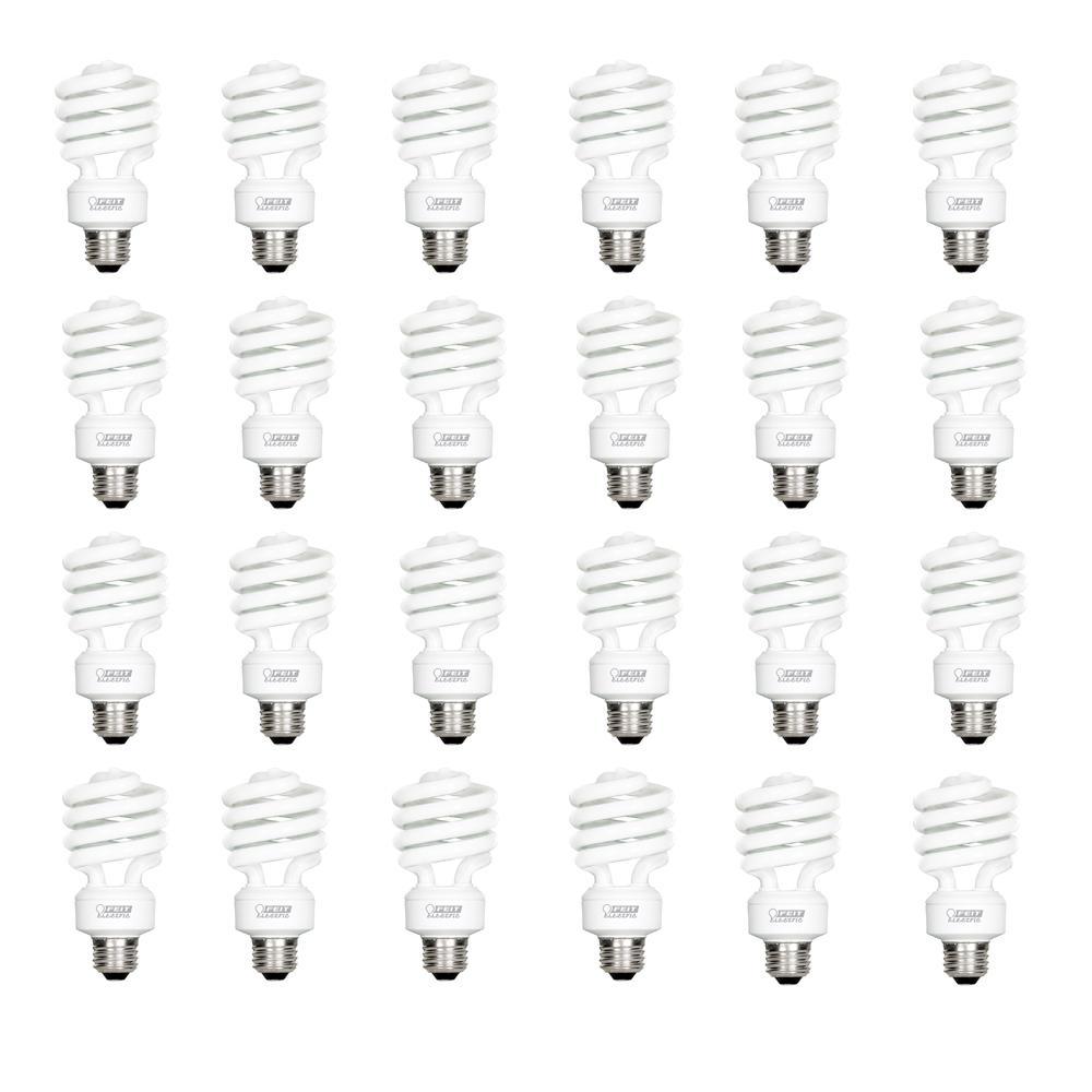 100-Watt Equivalent T3 Spiral Non-Dimmable E26 Base Compact Fluorescent CFL Light Bulb, Daylight 5000K (24-Pack) - Super Arbor
