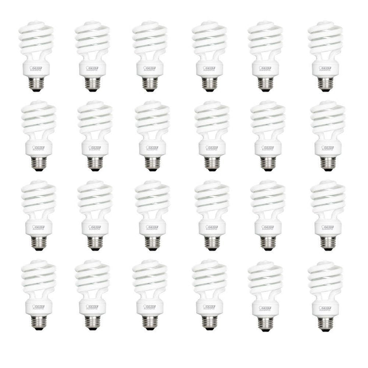 100-Watt Equivalent T3 Spiral Non-Dimmable E26 Base Compact Fluorescent CFL Light Bulb, Daylight 5000K (24-Pack) - Super Arbor