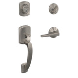 Schlage Custom Greenwich Matte Black Single Cylinder Door Handleset with Eller Lever