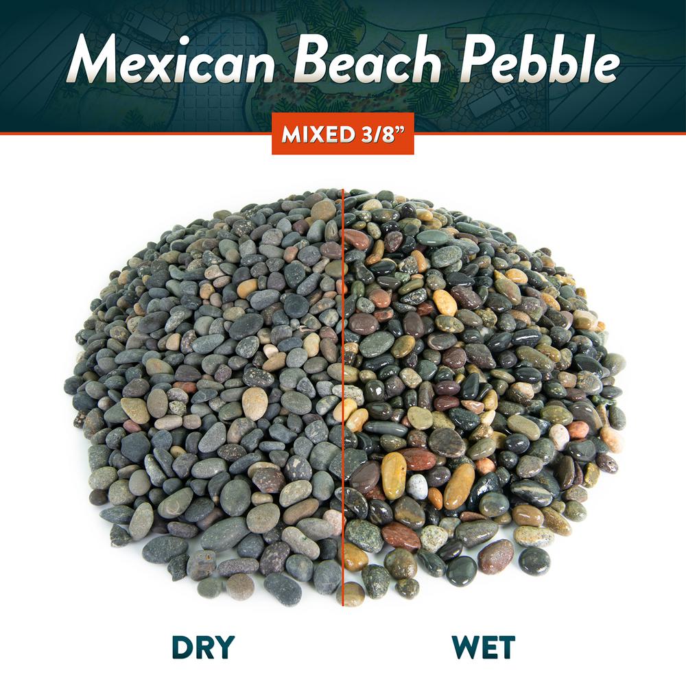 Southwest Boulder & Stone 1.67 cu. ft. 3/8 in. Mixed Mexican Beach Pebble Smooth Round Rock for Gardens, Landscapes and Ponds - Super Arbor