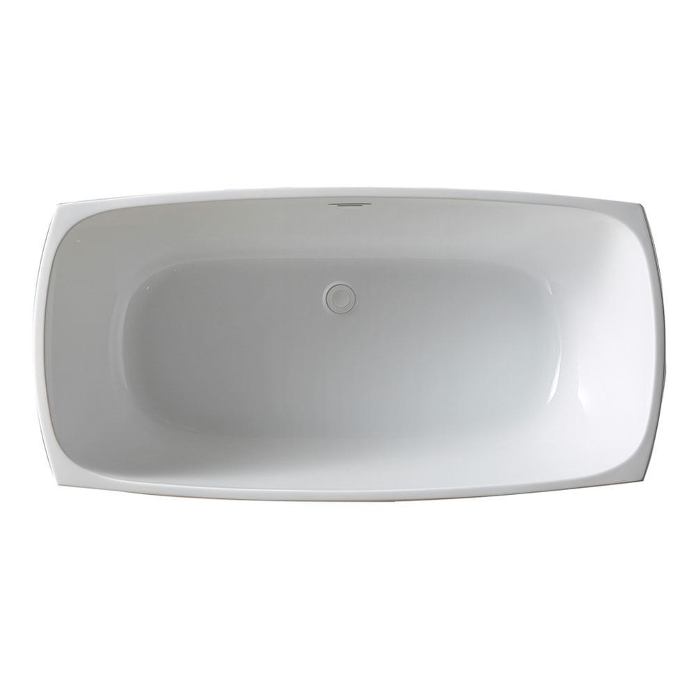 Birkett 56 in. Acrylic Flatbottom Non-Whirlpool Bathtub in White - Super Arbor