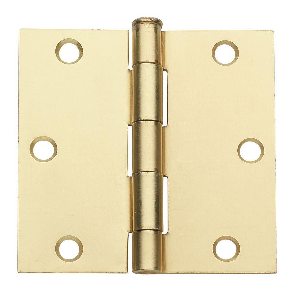 3.5 in. x 3.5 in. Satin Nickel Plain Bearing Steel Hinge with 1/4 in. Radius (Set of 2) - Super Arbor