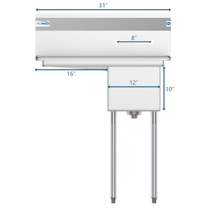 Freestanding Stainless Steel 31 in. 2-Hole Single Bowl Commercial Kitchen Sink