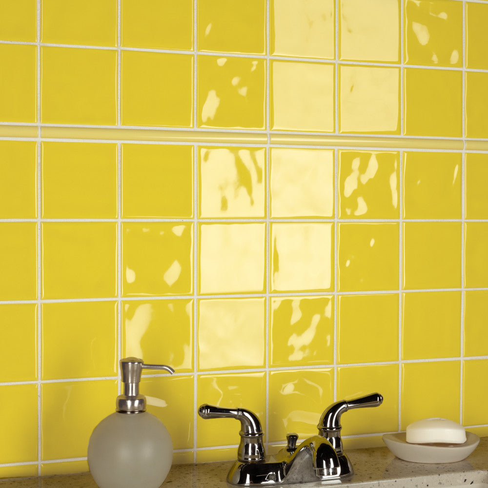 Merola Tile Twist Square Yellow Lemon 11-3/4 in. x 11-3/4 in. Ceramic Mosaic (9.79 sq. ft. / Case)