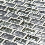 Jeffrey Court Treasure Bell Grey 11-7/8 in. x 12 in. x 8 mm Interlocking Textured Glass Mosaic Tile