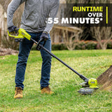 RYOBI ONE+ 18V Lithium-Ion Cordless 13" String Trimmer/Edger Kit with 4.0 Ah Battery and Charger