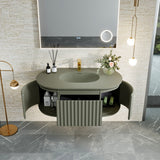 Eviva Haven 39"W x 22"D Green Wall Mount Bathroom Vanity with Green Solid Surface Countertop and Integrated Sink