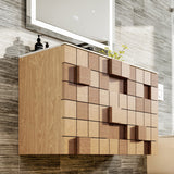 Eviva Mosaic 33"W x 20"D Natural Oak Wall Mount Bathroom Vanity with White Solid Surface Countertop and Integrated Sink