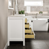 Eviva London 54"W x 18"D White Bathroom Vanity with White Carrara Quartz Countertop and Undermount Porcelain Sink