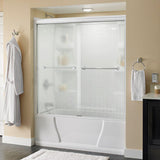 Crestfield 60 in. x 58-1/8 in. Semi-Frameless Traditional Sliding Bathtub Door in Bronze with Transition Glass - Super Arbor