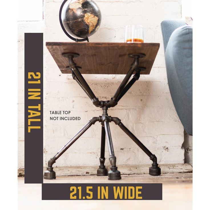 1/2 in. Black Pipe 21.5 in. W x 21 in. H Spider Design End Table Kit