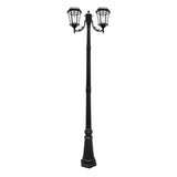 Victorian Bulb Series 2-Head Black Solar Lamp Post with GS Solar LED Light Bulb