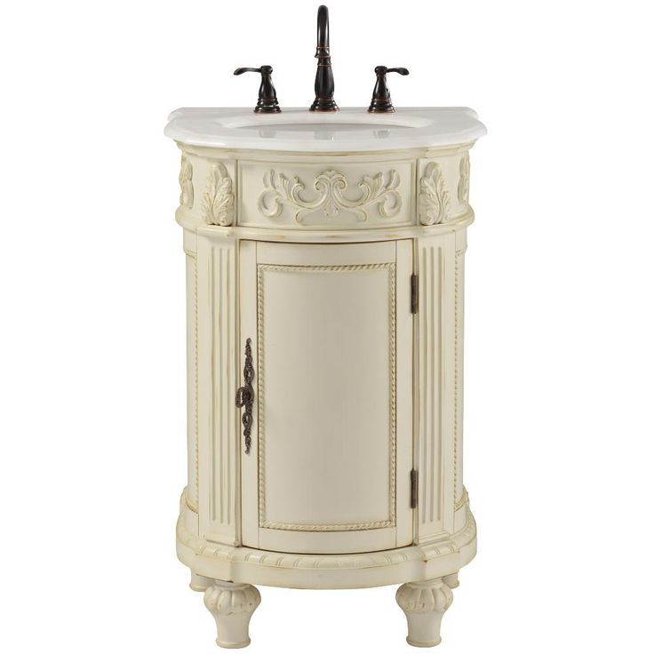 Chelsea 22 in. W Bath Vanity in Antique White with Marble Vanity Top in White