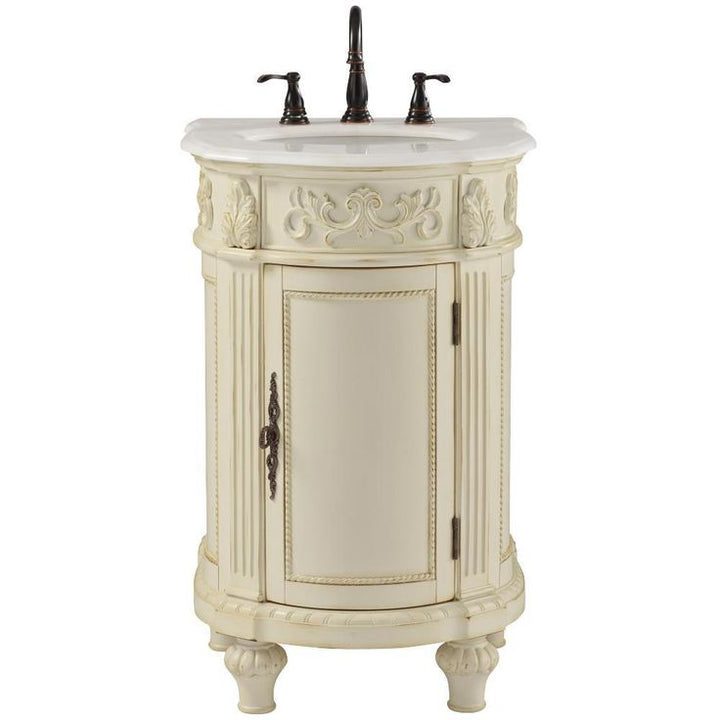 Chelsea 22 in. W Bath Vanity in Antique White with Marble Vanity Top in White