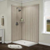 Elegance 36 in. x 48 in. x 80 in. 7-Piece Easy Up Adhesive Corner Shower Wall Surround in Triton - Super Arbor
