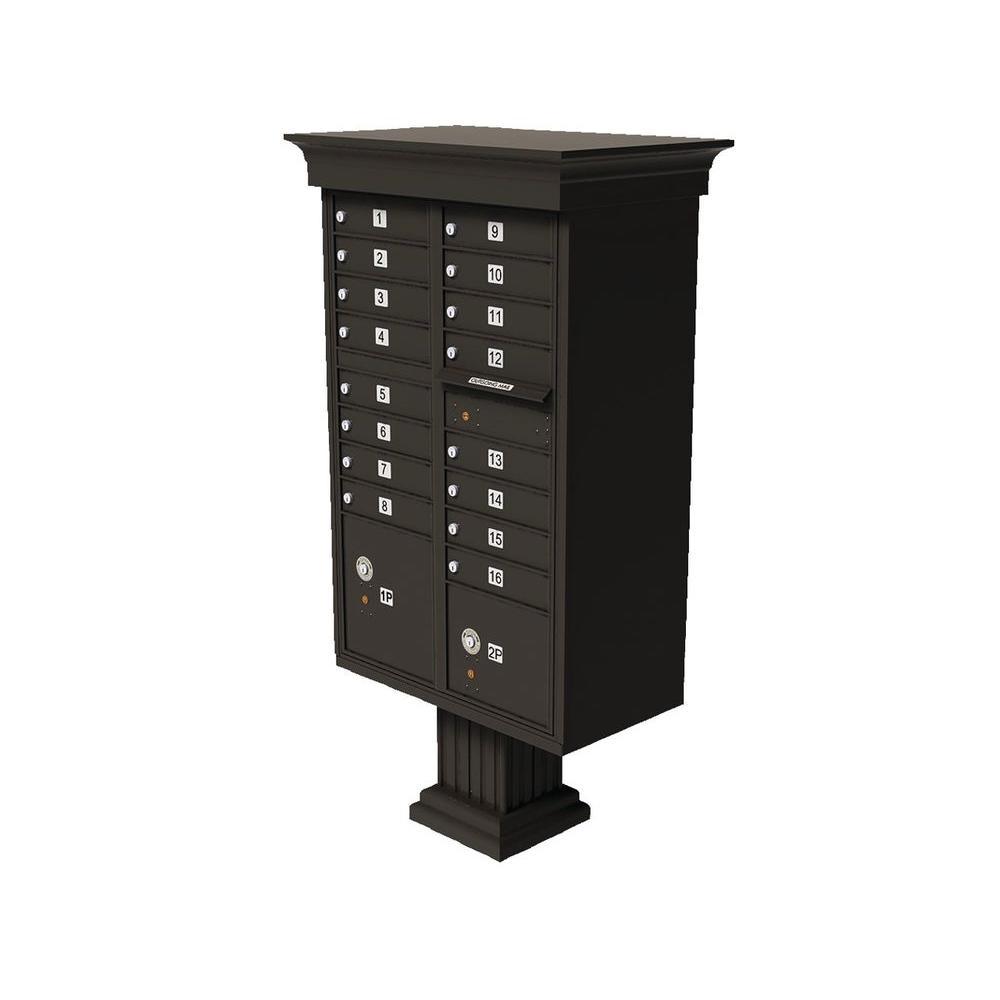 Vital 12-Mailboxes 1-Parcel Locker 1-Outgoing Pedestal Mount Cluster Box Unit - Super Arbor