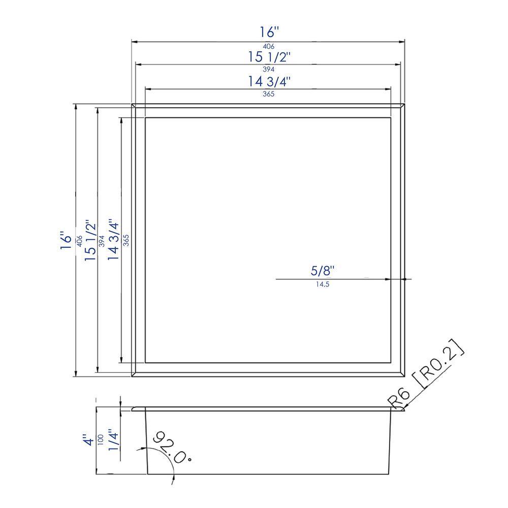 16 in. x 16 in. x 4 in. Niche in Polished Stainless Steel - Super Arbor