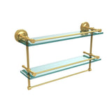 22 in. L  x 12 in. H  x 5 in. W 2-Tier Clear Glass Bathroom Shelf with Towel Bar in Polished Chrome - Super Arbor