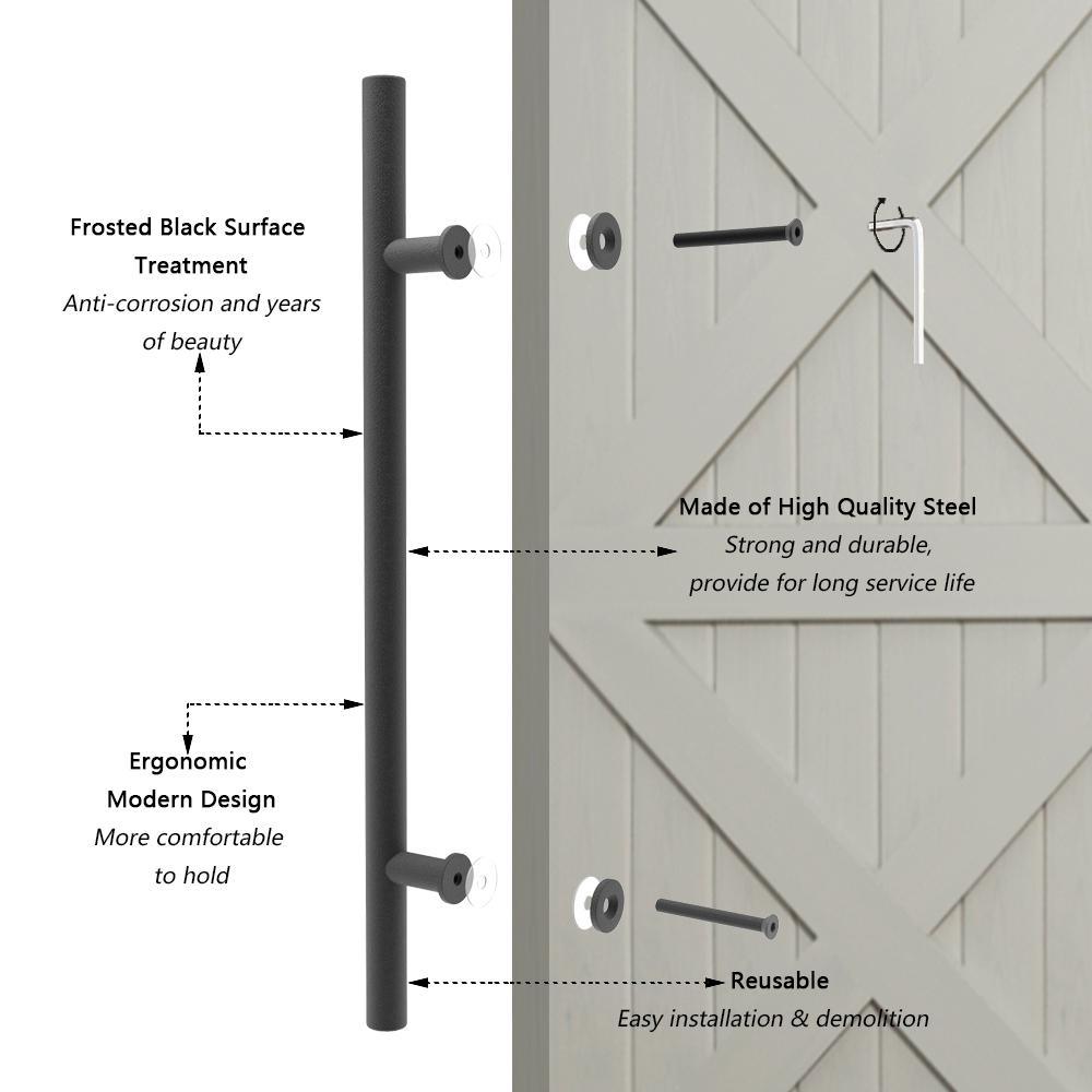 22 in. Steel Black Powered Ladder Sliding Barn Door Handle - Super Arbor