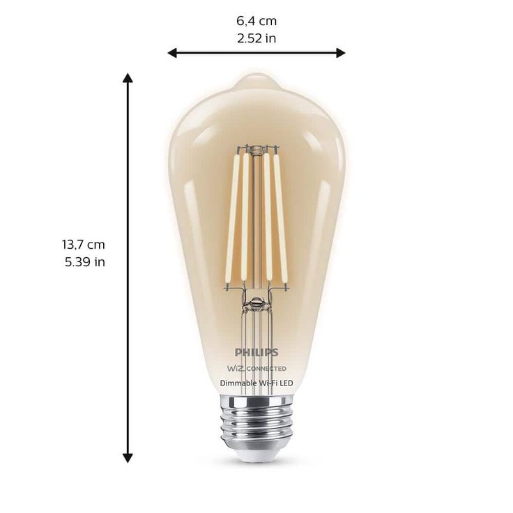 Soft White ST19 LED 40W Equivalent Dimmable Smart Wi-Fi Wiz Connected Wireless Light Bulb
