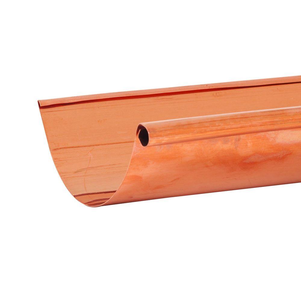 6 in. x 10 ft. Half-Round Copper Single Bead Gutter