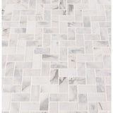 MSI Calacatta Cressa Herringbone 12 in. x 12 in. x 10 mm Honed Marble Mesh-Mounted Mosaic Tile (9.4 sq. ft. / case)