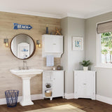 Ellsworth 18 in. L x 31-1/4 in. H x 25-1/2 in. H Freestanding MDF 3-Shelf Corner Cabinet in White - Super Arbor