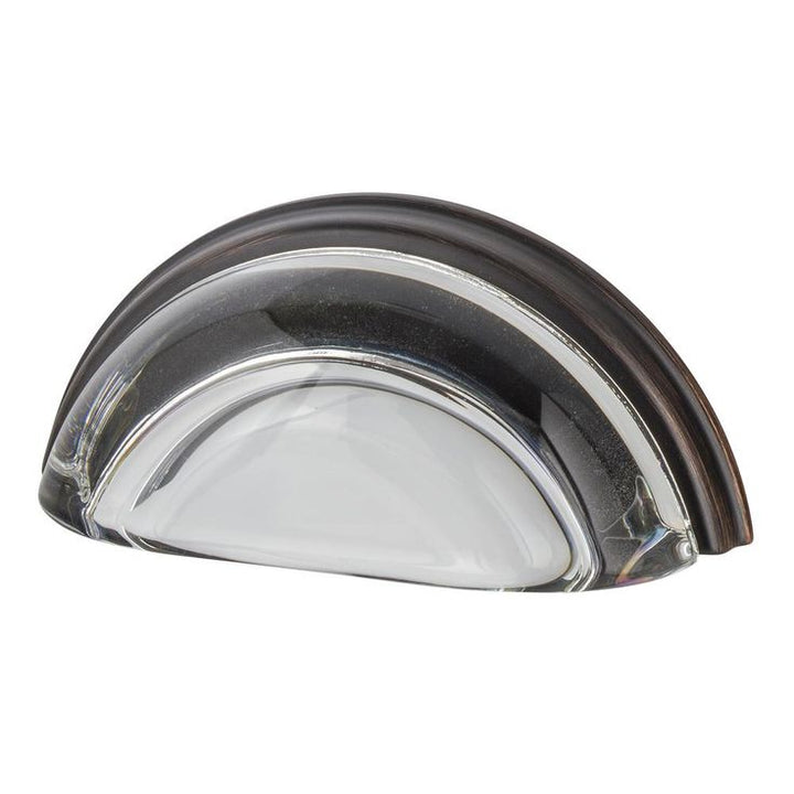 3 in. Center-to-Center Cup Crystal Clear in Timeless Bronze Drawer Pull