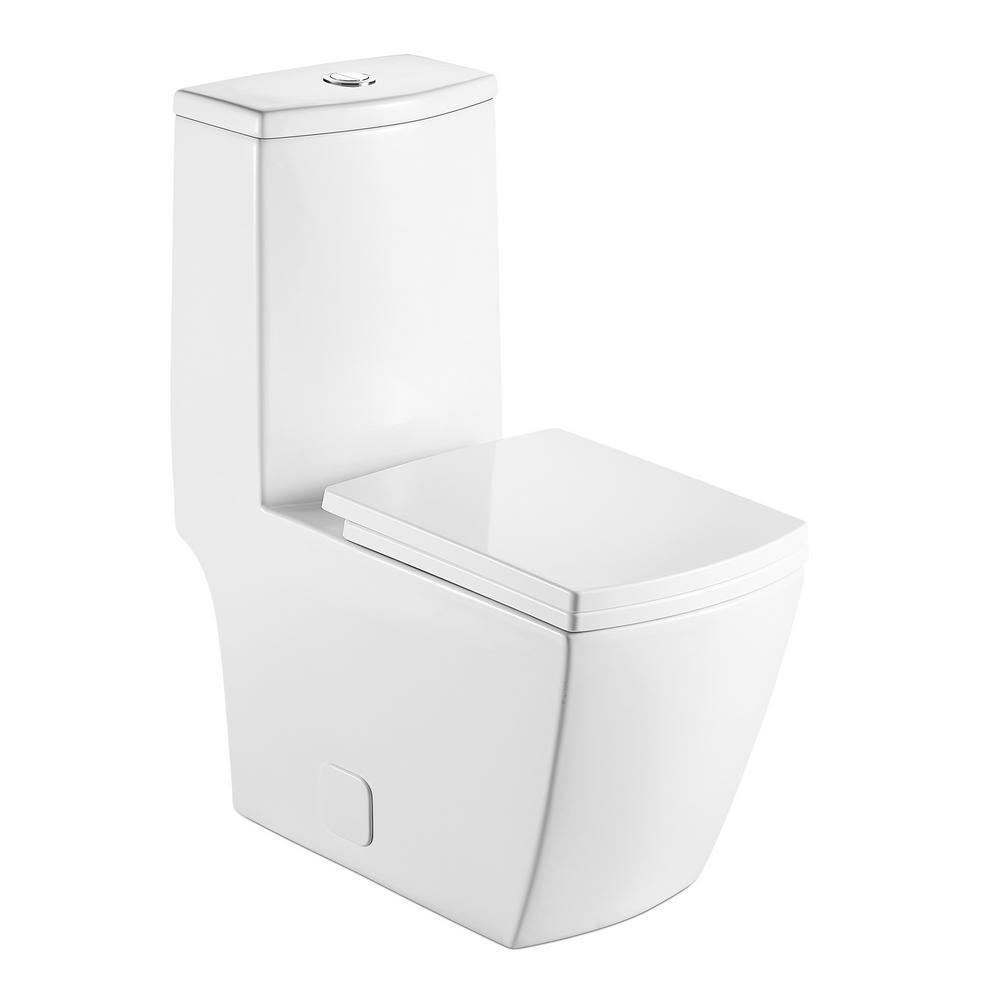 1-Piece 1.28 GPF Dual Flush High Efficiency Elongated Toilet in White, Seat Included - Super Arbor