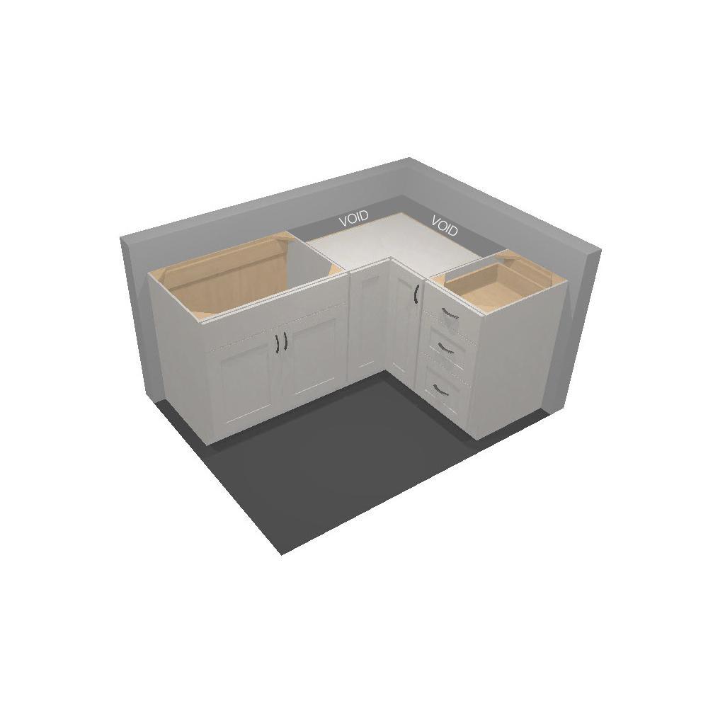 Shaker Assembled 28.5x34.5x16.5 in. Lazy Susan Corner Base Kitchen Cabinet in Satin White - Super Arbor