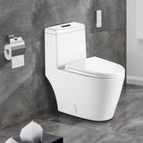 Double Flush Toilet Fashion White Round Toilet One Piece White 1 Piece 0.8/1.28 GPF White Double Flush Toilet - Super Arbor